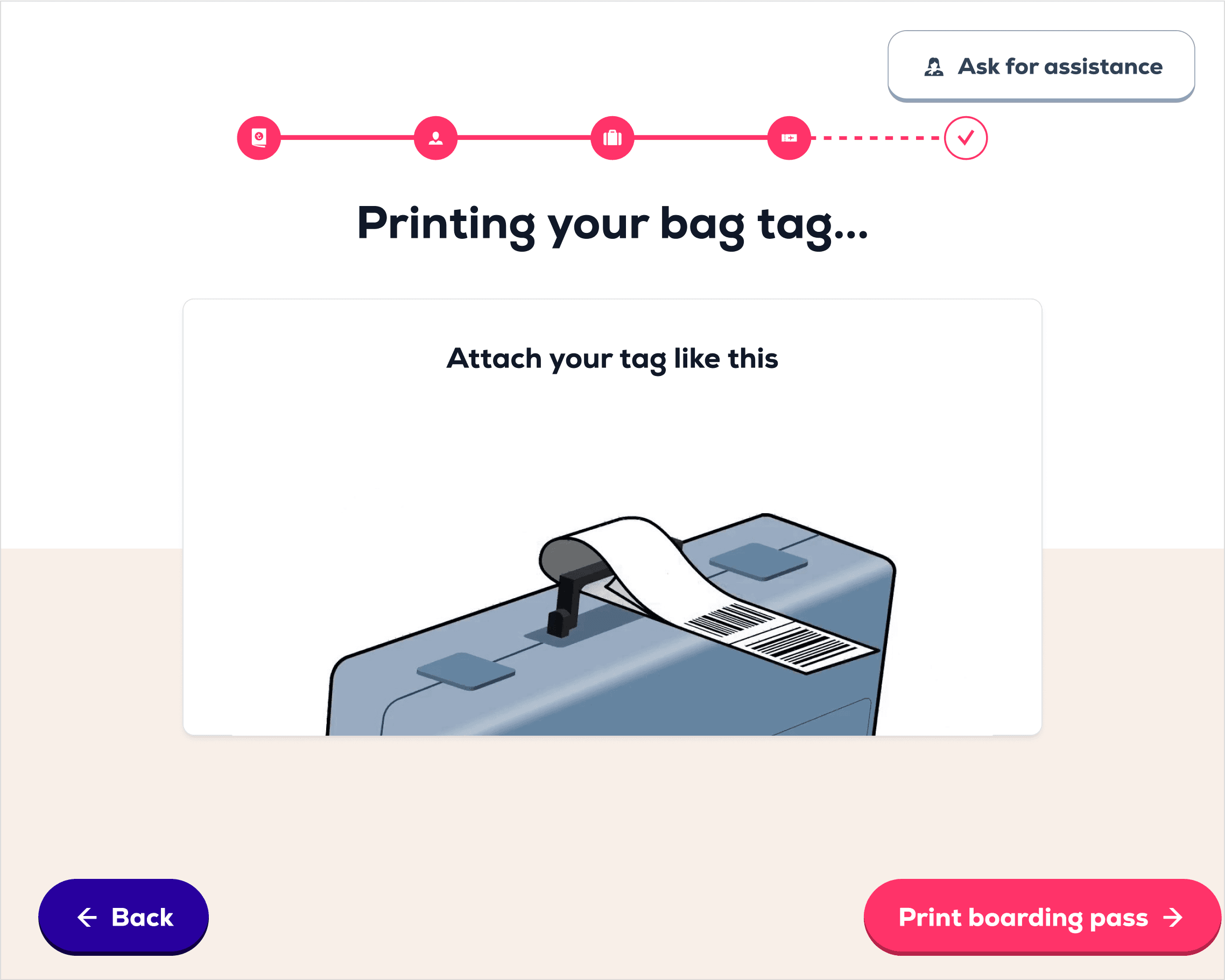 Screen where you print your bag tag