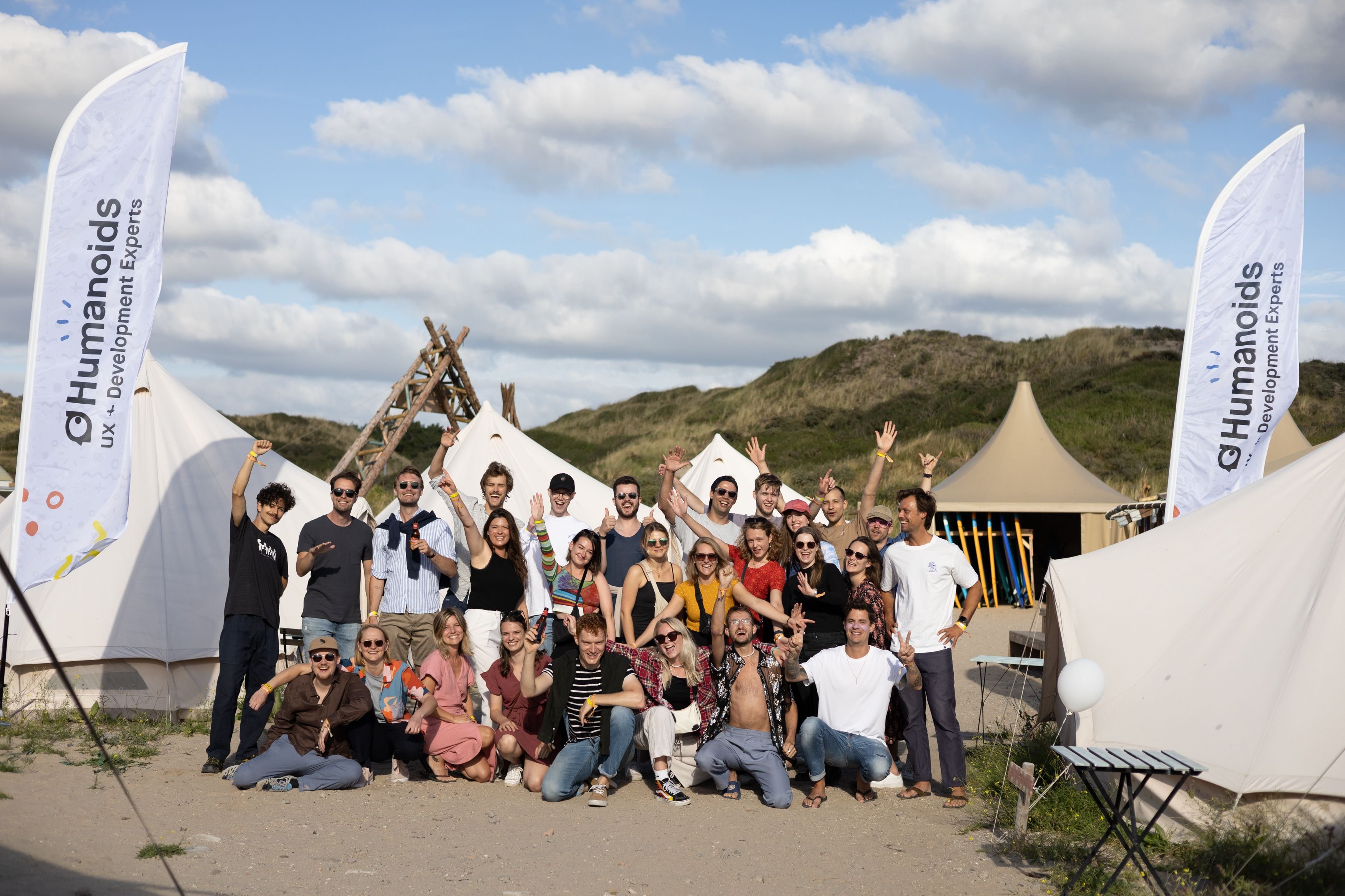 Photo of all Humanoids at a surf camp