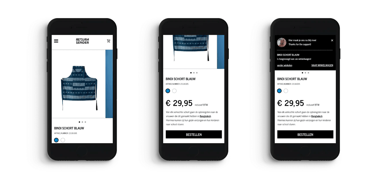 High-fidelity prototype voor het ontwerp van een webshop.