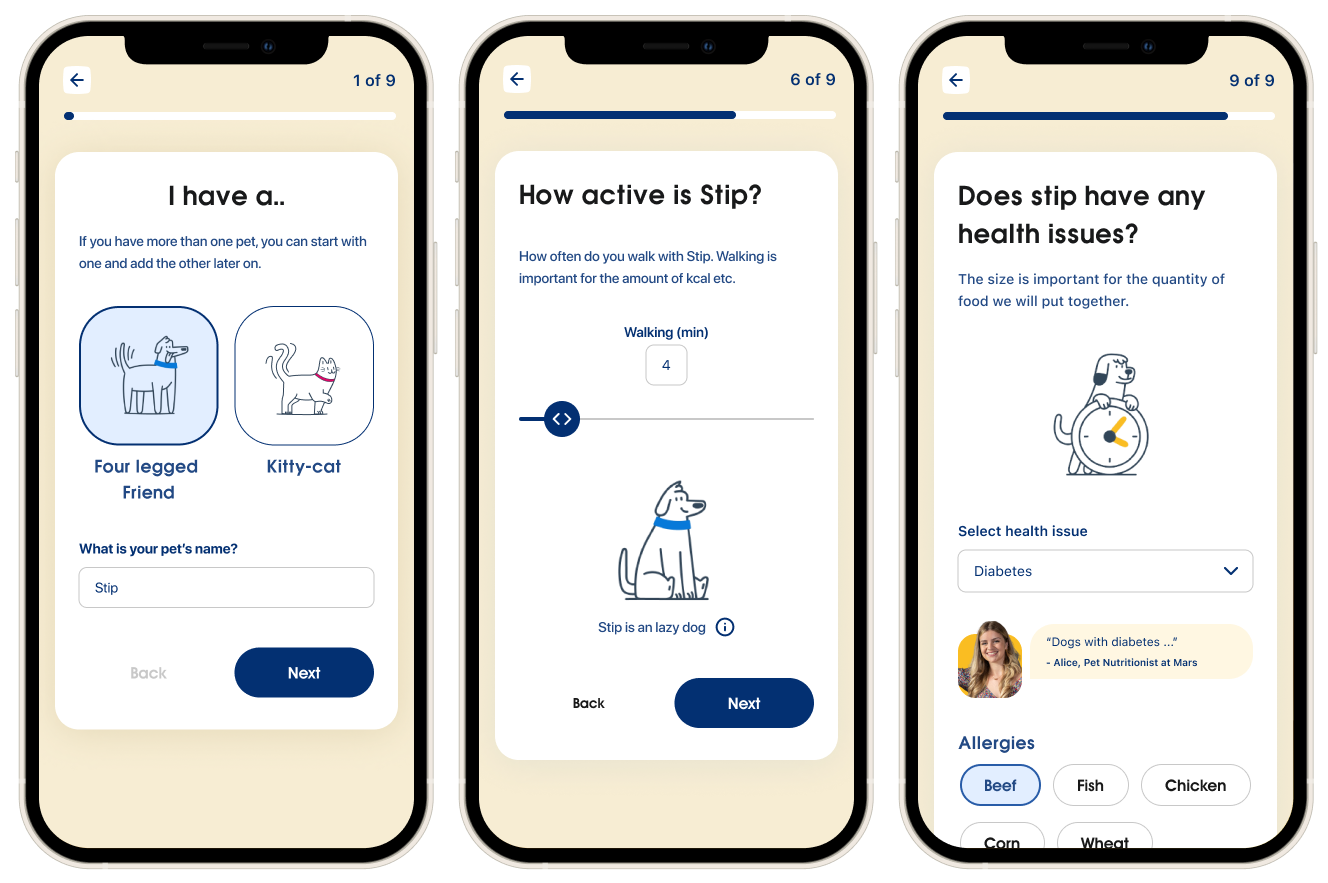 Ontwerpen van de my perfect fit app op mobiel